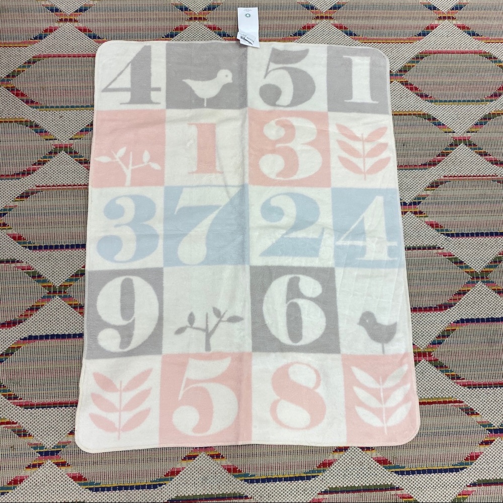David Fussungger Baby Blanket numbers, pastel, NWT